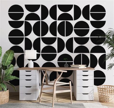 Bauhaus Pattern Black White Tapete Bauhaus Muster Schwarz Wei Tapete