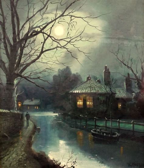 Moonlight Landscape Painting By Walter Linsley Meegan