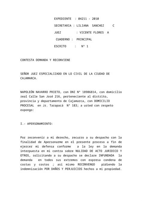 Docx Contesta Demanda De Nulidad De Acto Juridico Y Reconviene