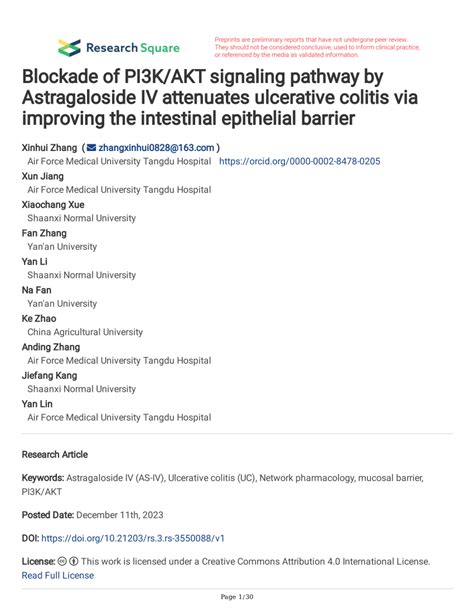 Pdf Blockade Of Pi K Akt Signaling Pathway By Astragaloside Iv