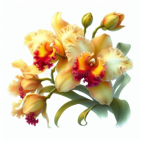 Yellow Cattleya Flowers Beautiful Bright Petals Stock Photo Image
