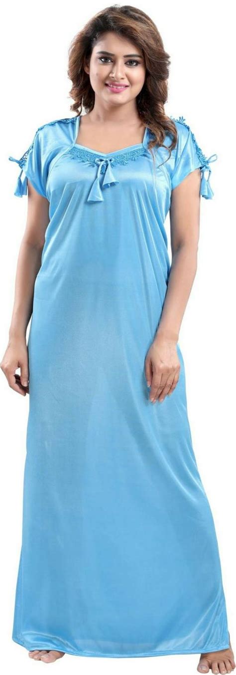 Buy Life Tale Women Light Blue Lace Satin Nighty Online At Best Prices