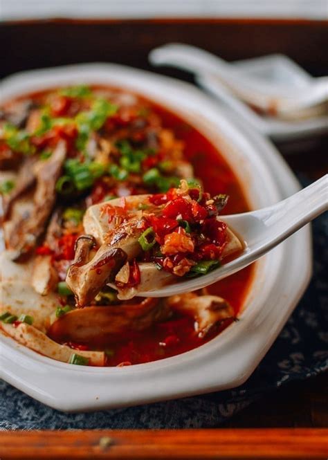 Spicy Hunan Steamed Tofu And Mushrooms Vegan The Woks Of Life Recipe Steamed Tofu Tofu