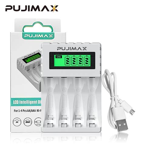 PUJIMAX 4 Gniazda 1 2V Inteligentna Adowarka Do Akumulatora Wy Wietlacz