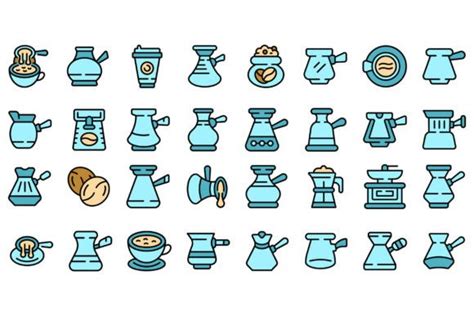 Turkish Coffee Pot Icons Set Vector Flat Graphic By Ylivdesign