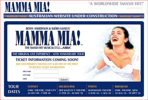 Printable Mamma Mia Broadway Surprise Ticket Mamma Mia Australia