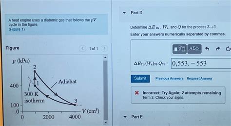 Solved Part Da Heat Engine Uses A Diatomic Gas That Follows