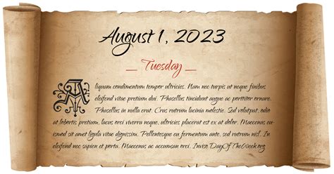 What Day Of The Week Was August 1, 2023?