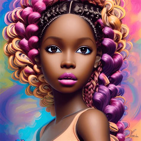 Intricately Rendered Dark Brown Skin Goddess Barbie Style Angel