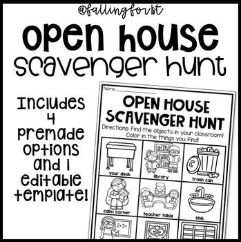 Open House Classroom Scavenger Hunt By Falling For St Tpt