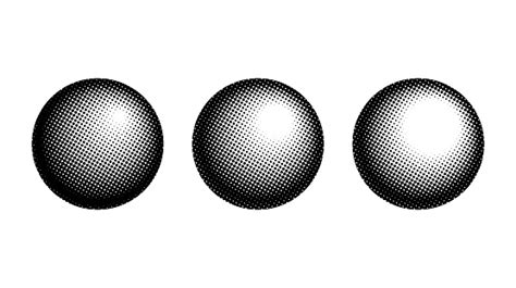 Halftone Spheres Set Semitone Dotted Globes Comic Texture Circles Round