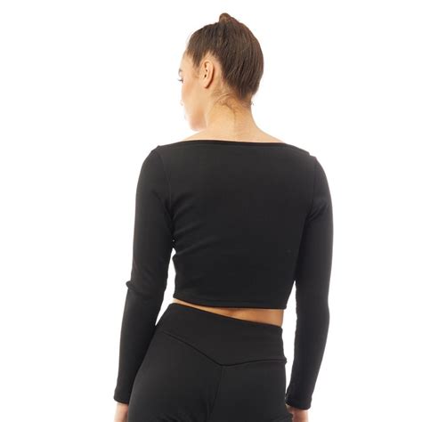 Buy Puma Womens Classics Ribbed Long Sleeve Crop Top Puma Black