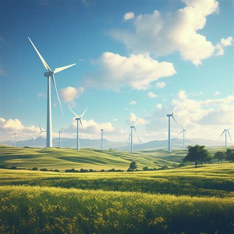 Premium Photo Wind Turbines Spinning In Sunny Idyllic Rural Field