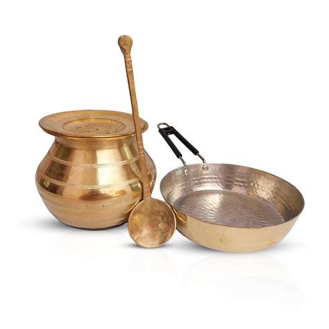 Buy Zishta Payasam Pongal And Sundal Combo Set Brass Utensils For Kitchen Cooking With Vengala