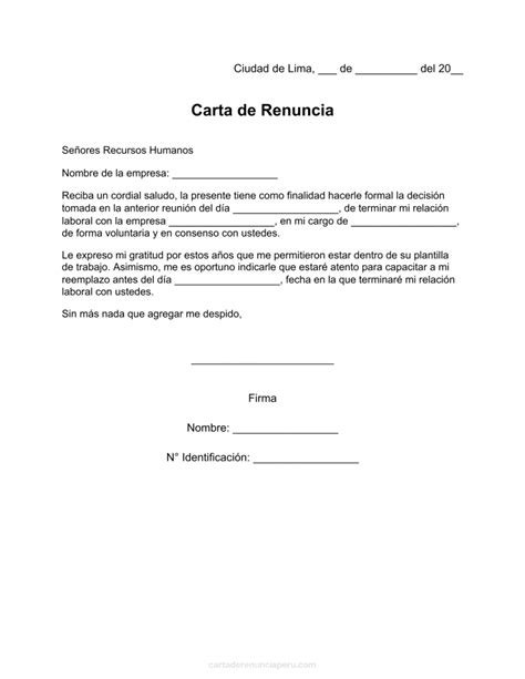 ᐅ Carta de renuncia por mutuo acuerdo Ejemplos