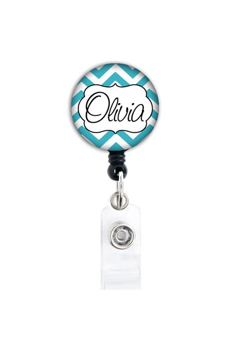 Badge Holder Personalized Name Chevron Choice Of Colors Etsy