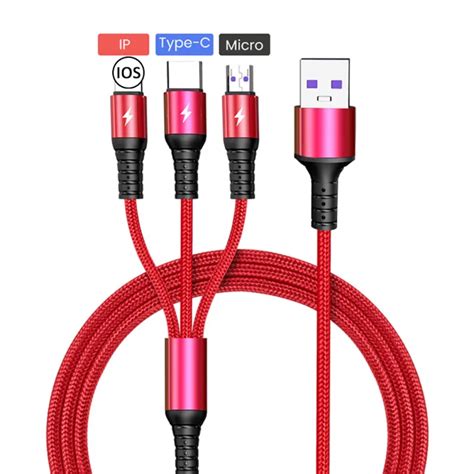 Elecity 3 In 1 Micro USB สายชารจ5A Super Fast Charger 8pin Type C สาย