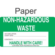 Non Hazardous Waste NHWA64 Paper Labels