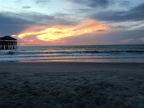 The Sunrise On Cocoa Beach Pier Stock Image Image Of Florida View