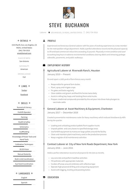 General Laborer Resume & Writing Guide | +12 Free Templates | 2019