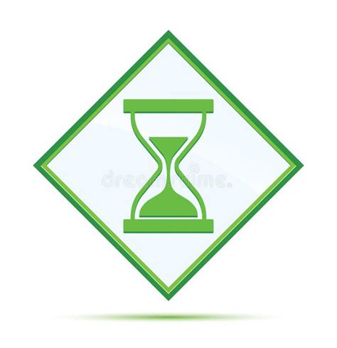 Timer Sand Hourglass Icon Modern Abstract Green Diamond Button Stock Illustration Illustration