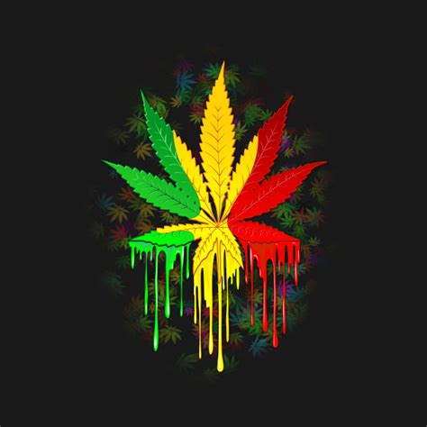 Marijuana Leaf Rasta Colors Dripping Paint - Cool Marijuana Leaf - T-Shirt | TeePublic