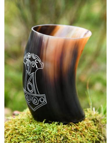 Vaso Vikingo Mj Lnir De Thor En Cuerno De B Falo Ml