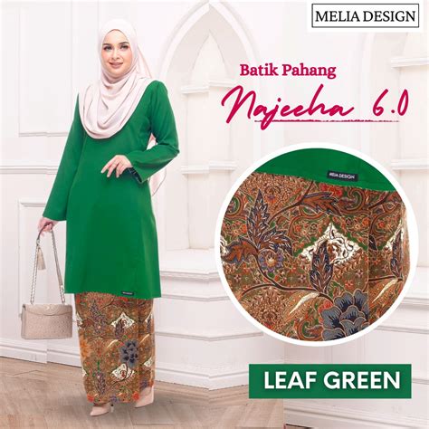 Melia Design Batik Viral Baju Kurung Pesak Pahang Plain Batik Tradisional Murah Kurung Cikgu