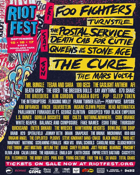 Riot Fest Lineup Feat Foo Fighters Turnstile The Cure Queens