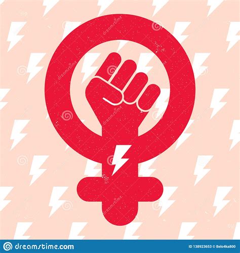 Symbol Of Feminist Movement On Lightning Background Stock Vector