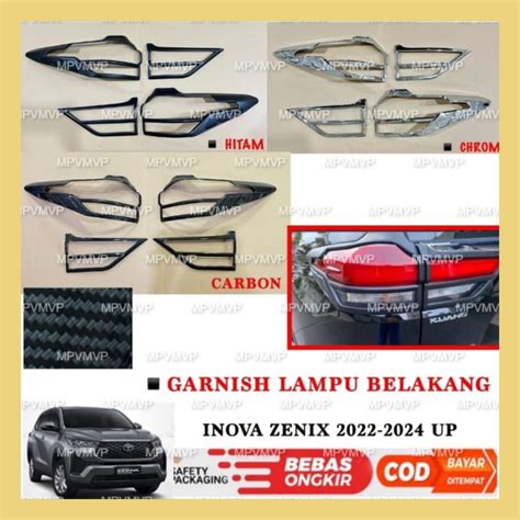 Jual Garnish Lampu Belakang Innova Zenix 2022 2023 2024 UP Hitam Chrome