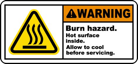 Burn Hazard Hot Surface Label Save Instantly