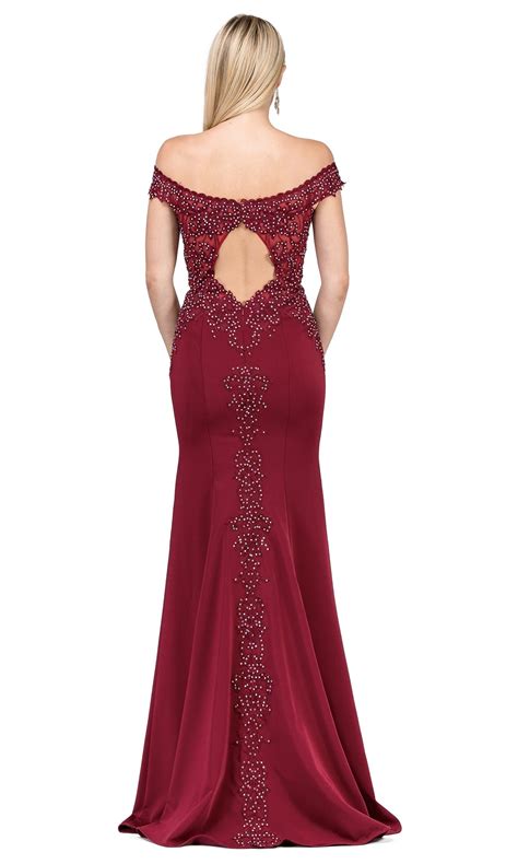 Off The Shoulder Long Prom Dress With Beads Promgirl