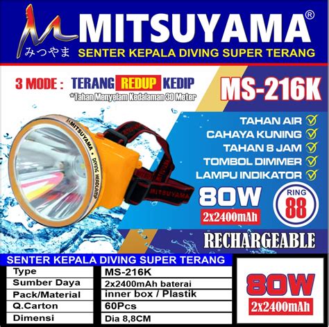 Senter Kepala MS 216P Headlamp Diving LED 80W