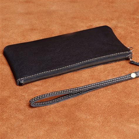 Genuine Leather Mens Cool Long Leather Wallet Slim Zipper Clutch Wristlet Wallet For Men Slim