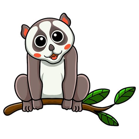 Mignon Petit Dessin Anim De Loris Sur L Arbre Vecteur Premium