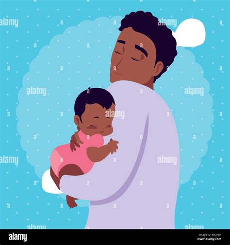 Dad Carrying His Baby In His Arms Vector Illustration Stock Vector