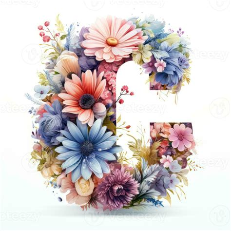 Floral Letter C Clipart On White Background Ai Generated 29992866 Stock