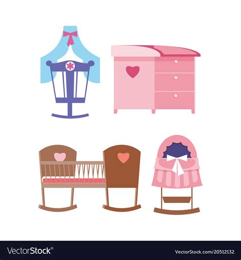 Cots and changing table for newborns different Vector Image