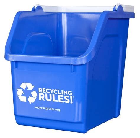 4 Pack of Bins - Blue Stackable Recycling Bin Container with Handle 6 Gallon | eBay