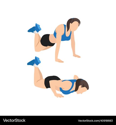 Woman Doing Modified Knee Push Ups Exercise Vector Image