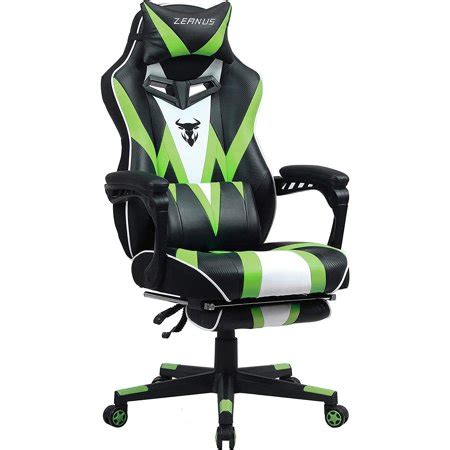 Green Gaming Chair, High Back Gamer Chair with Footrest, Recliner ...