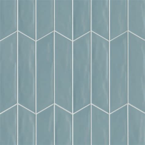 Sorrento X Left Chevron Glossy Ceramic Wall Tile In Celeste