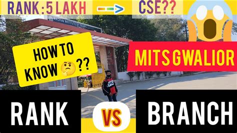 How To Know Which Branch You Will Get In Mits Gwalior Jee Rank Vs