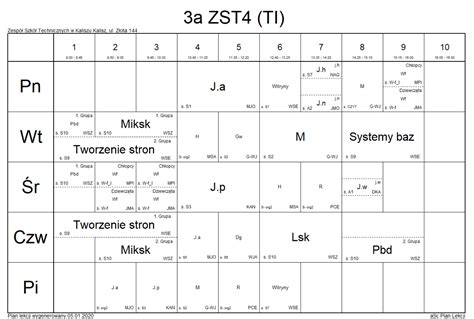 Plan Lekcji Po Zmianach Technikum Im św Józefa