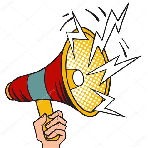 Pop Art Megaphone Design Loudspeaker Cartoon Vector Illustration Stock