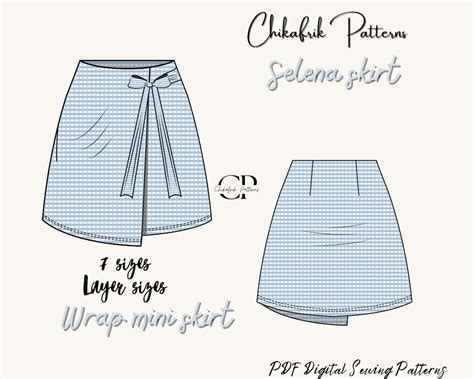 Womens Wrap Skirt Sewing Pattern Sizes Mini Skirt Patternpdf