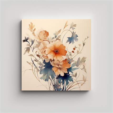 Unica Pintura Acuarela Flores Rotos Patrón Sutil Arte Intenso