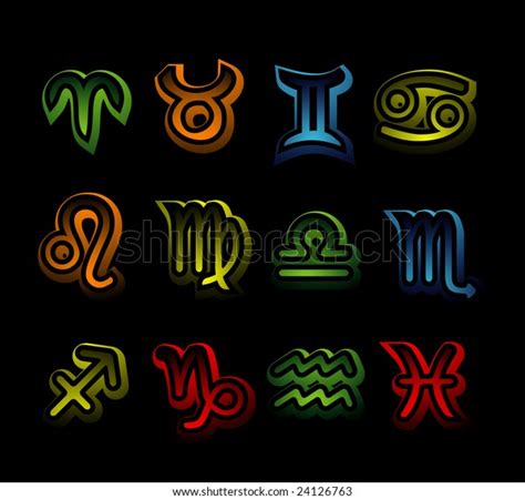 Neon Zodiac Signs Stock Vector Royalty Free 24126763