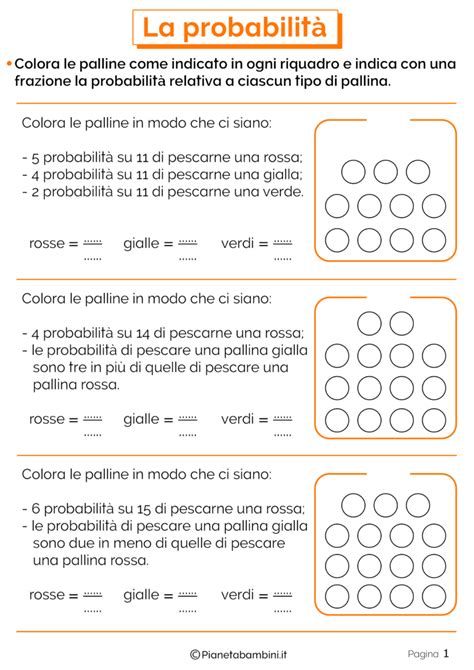 La Probabilità Esercizi per la Scuola Primaria PianetaBambini it